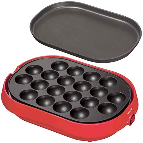 [Yamazen] Takoyaki (with flat plate) 20 baked / detachable plate Red YOC-W200 (R)