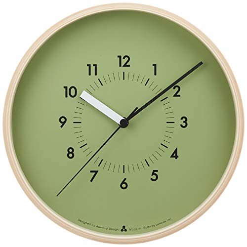 Remnos Hanging Clock Analog Sososo General Quartz Clock Natural Color Wood Soso Green AWA13-06 GN Lemnos