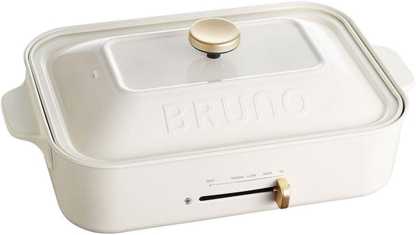 BRUNO Compact Hot Plate + Ceramic Coat Pot + Grill Plate 3 Piece Set (White)