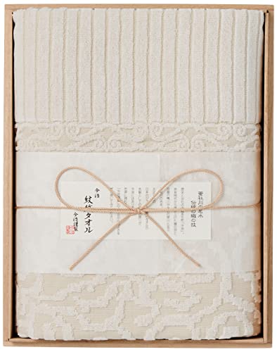 Imabari crested towel blanket (wooden box) Kurishima Strait Wave Wen Beige IM8038-BE