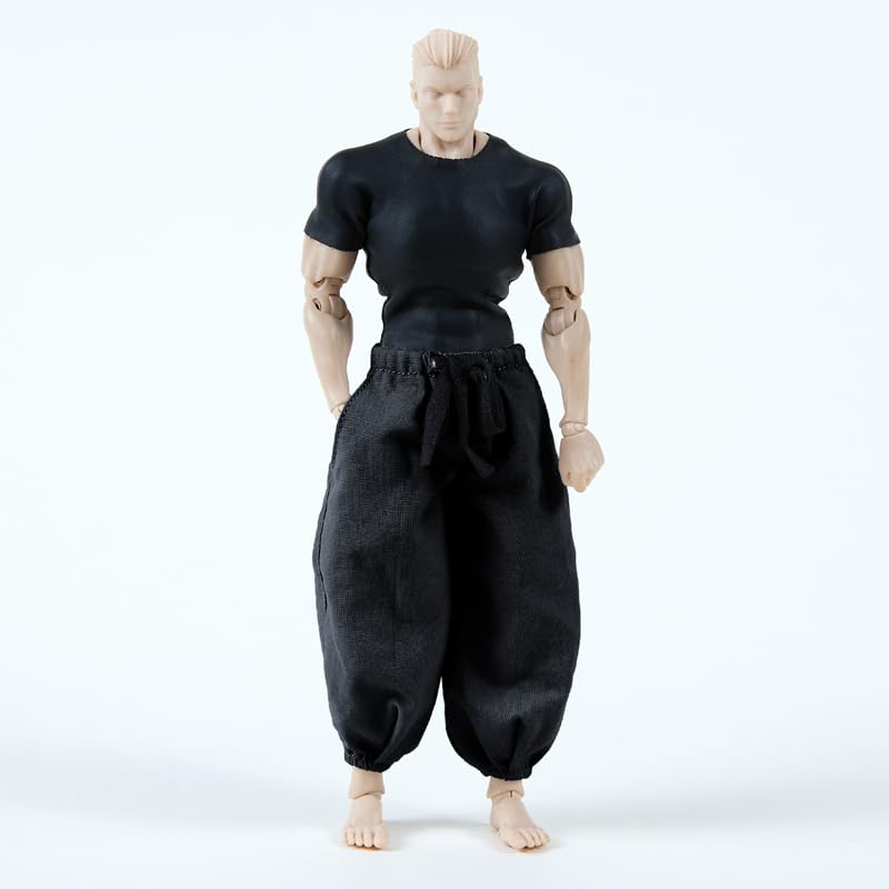 1/12 Scale Aku Jujutsu Kaisen Fushiguro Jinji Combat Uniform Suit T-shirt Belt Pants Doll Clothes 1/12 Base Clothes Set