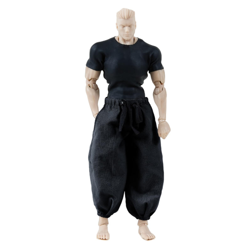 1/12 Scale Aku Jujutsu Kaisen Fushiguro Jinji Combat Uniform Suit T-shirt Belt Pants Doll Clothes 1/12 Base Clothes Set