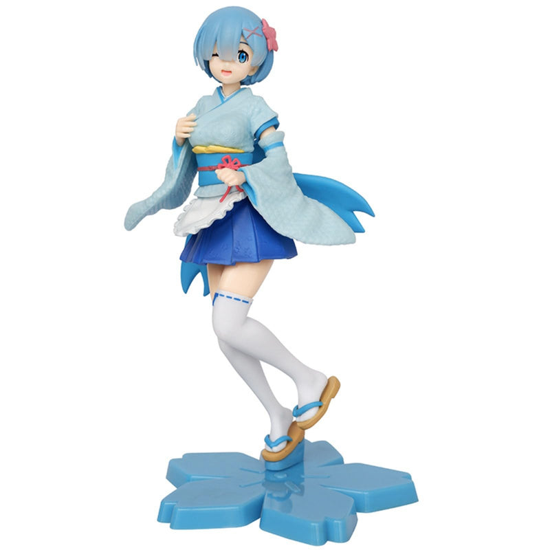 Kentoka Re:ZERO -Starting Life in Another World Figure - Rem in Another World - Scale Plastic - Starting Life in Another World from Zero - Painted Complete Product (Kimono Rem) (Blue)