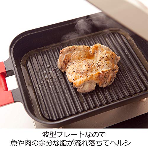 Oaks Uchikock Grill Pan IH compatible Steam Grill Metal Cover Red Made in Japan UCS15RD