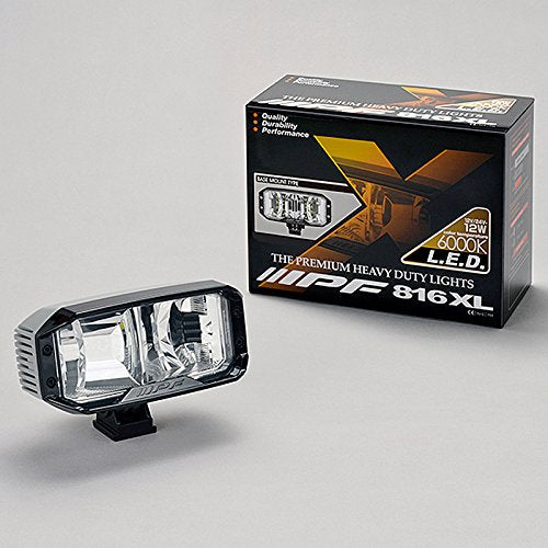 IPF back lamp work light Worklight LED square type 1200LM (3200CD) 6000K white 12V 24V Overseas limited model back Involved solo light light distribution stay mounting type 816xL