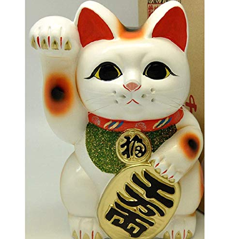 Invited cat No. 8 White Odari Cat (right hand) Tokoname ware ...