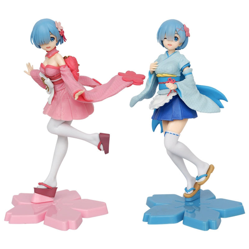 Kentoka Re:ZERO -Starting Life in Another World Figure - Rem in Another World - Scale Plastic - Starting Life in Another World from Zero - Painted Complete Product (Kimono Rem) (Blue)