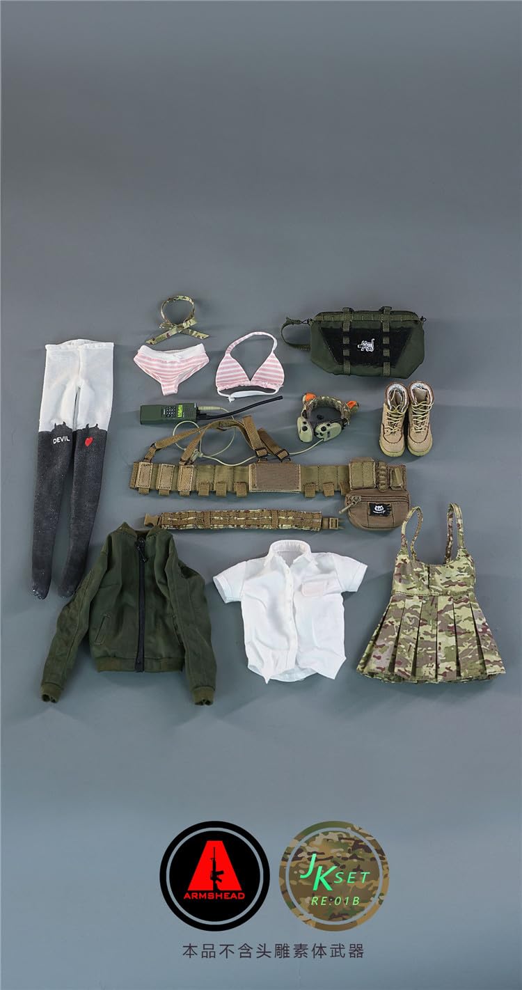 Toy Hobby [TOYBARJAPAN] 1/6 Scale Action Figure Compatible with TBLeague Body ARMSHEAD JK GIRL SET RE01B Beautiful Sexy High School Girl Sailor Combat Clothes and Shoes Set (Does not include body, head and weapon)