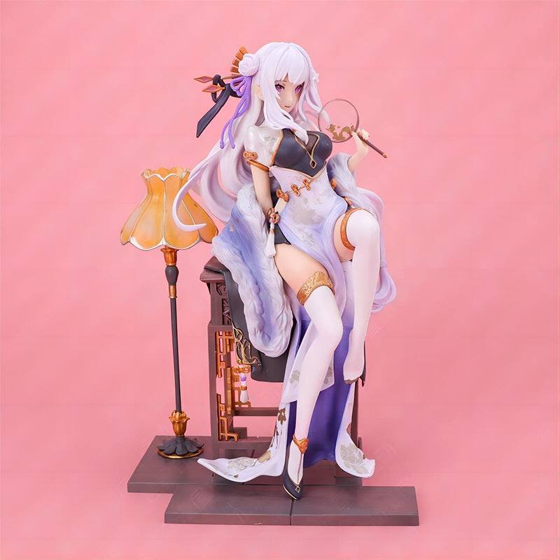 Another World from Zero Emilia Rem Figure Height Approx. 24cm/8.6 Inch Version Sitting Anime Girl PVC Model Decorative Statue Christmas Birthday