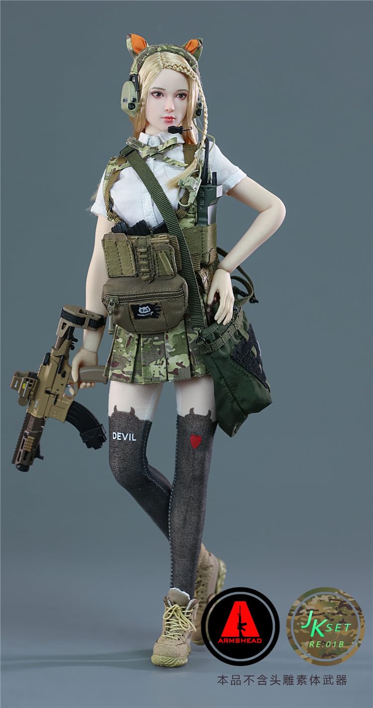 Toy Hobby [TOYBARJAPAN] 1/6 Scale Action Figure Compatible with TBLeague Body ARMSHEAD JK GIRL SET RE01B Beautiful Sexy High School Girl Sailor Combat Clothes and Shoes Set (Does not include body, head and weapon)