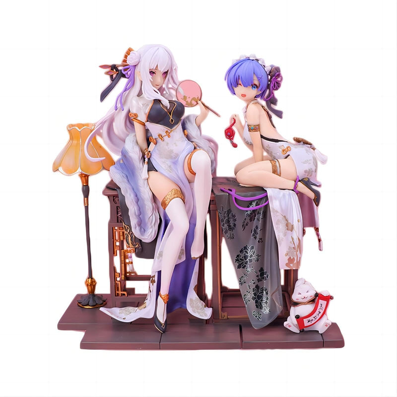 Another World from Zero Emilia Rem Figure Height Approx. 24cm/8.6 Inch Version Sitting Anime Girl PVC Model Decorative Statue Christmas Birthday