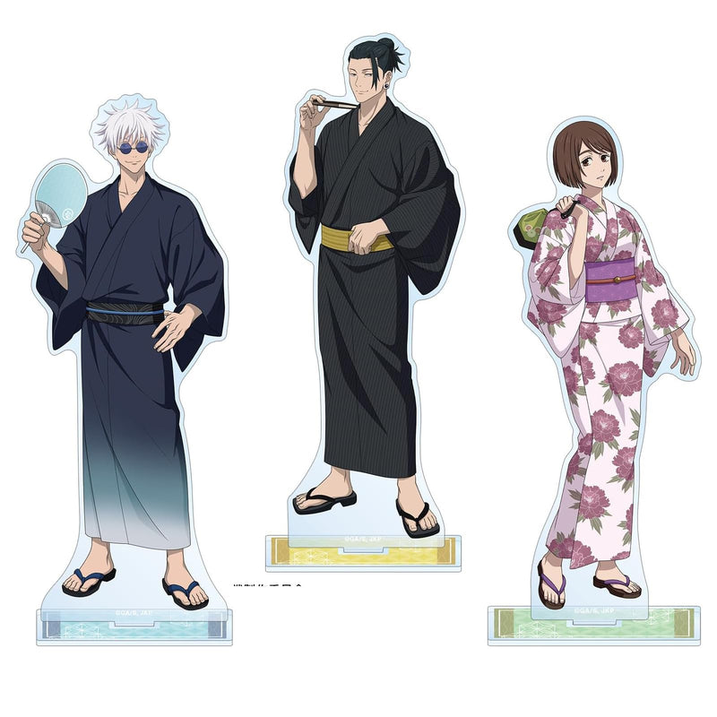 BoayDar Jujutsu Kaisen Hanayashiki Satoru Gojo Acrylic Stand Natsu Yuketsu 3 Piece Set Acrylic Stand Original Illustration Yukata and Kimono Acrylic Diorama Double Sided Transparent Pedestal Decoration Placement Lightweight Unofficial 16cm