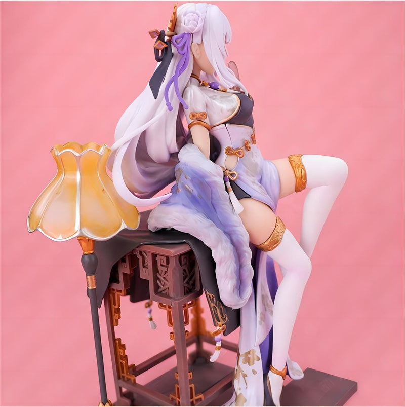 Another World from Zero Emilia Rem Figure Height Approx. 24cm/8.6 Inch Version Sitting Anime Girl PVC Model Decorative Statue Christmas Birthday