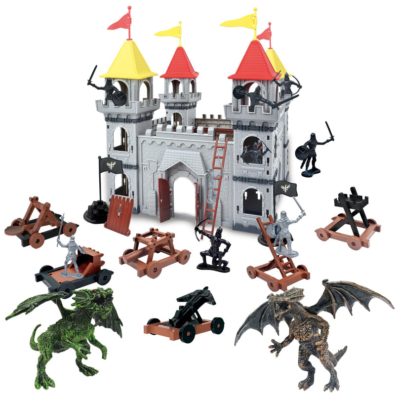 Mostop DIY Castle Building Medieval Medieval Military Plastic Fort Model Kit Set with Figures Soldiers Knights Imitation Siege Attack War