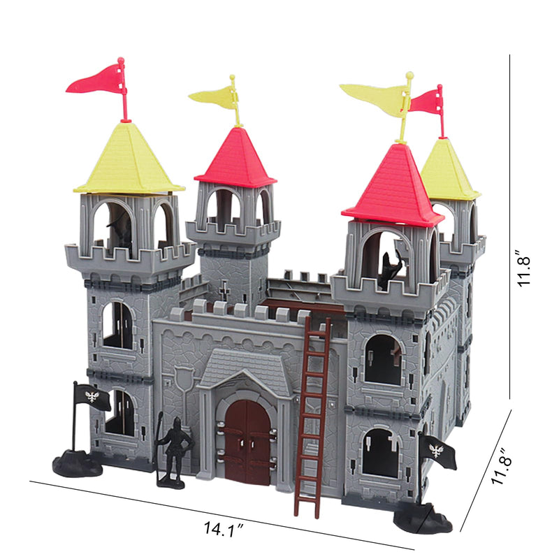 Mostop DIY Castle Building Medieval Medieval Military Plastic Fort Model Kit Set with Figures Soldiers Knights Imitation Siege Attack War