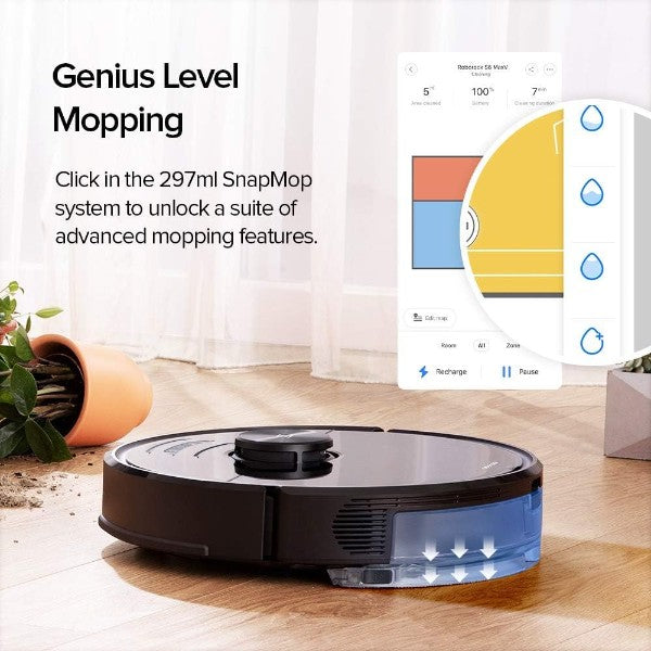 Roborock S6 MaxV Black Robot Vacuum 2500Pa Strong Suction Quiet S6V52-04