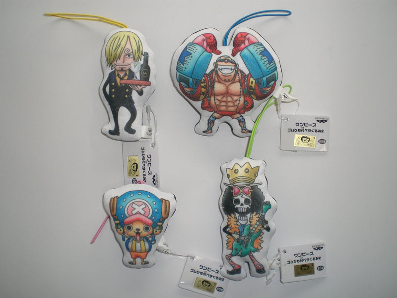 ONEPIECE One Piece Petagurumi 2 with rubber string Set of 4 Sanji Brook Franky Chopper New World Mascot BANPRESTO Banpresto