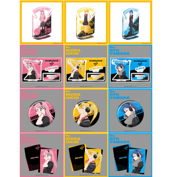 Bocchi the Rock! ONKYO Original 12-Piece Set (Acrylic Earphone Stand, Acrylic Stand, Pin Badge, A4 Clear File – 3 Each)