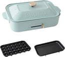 BRUNO Compact Hot Plate Main Unit 2 Types of Plates (Takoyaki Flat) Blue Gray  (New, from Japan)