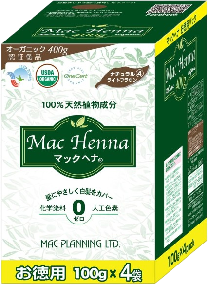 100% natural plant materials, additive-free Mak Henna Value 400g (100g x 4 bags)